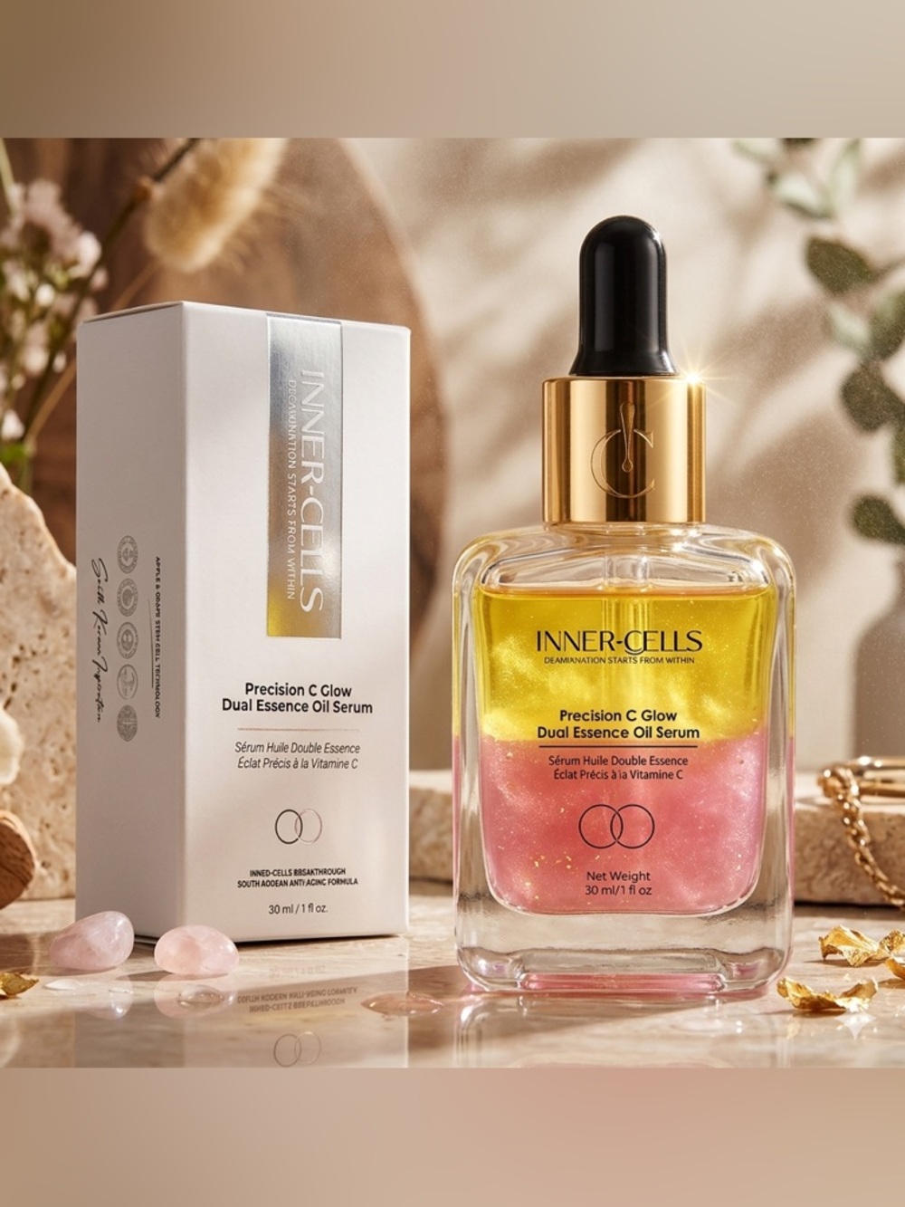 Inner-Cells Precision Vitamin C Glow Dual Essence Oil Serum - Retail $400